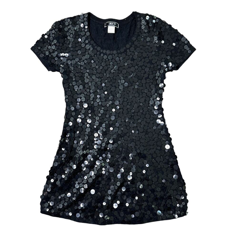 Fumblin' Foe Black Short Evening Dress Large Sequin Small